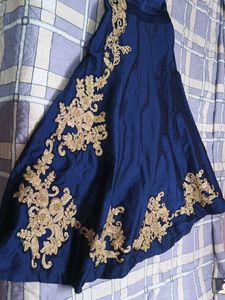 Elegant Blue Embroidered Gown