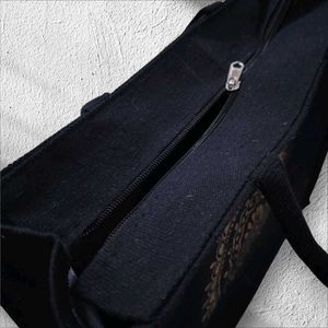BEAUTIFUL CANVAS BLACK TOTE/LUNCH BAG