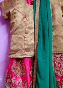 Lehanga Pink Green Combination Set
