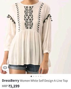 Dressberry Branded White Top With Black Size S