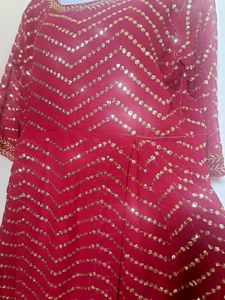 Elegant Maroon Sequin Embellished Dress