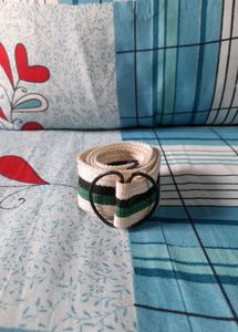 Y2k Men Striped Web Belt Double D-Ring Buckle 💚