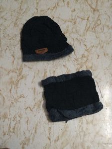 Black Winter Hat & Scarf Set