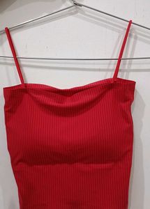 Red Ribbed Tank Top