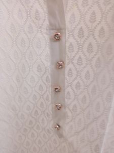 Beautiful White Pure Cotton Kurta With embroidery