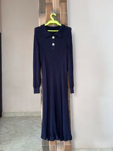 Navy Blue Ribbed Premium Dress