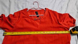 KAZO Orange Longline Side-Slit Tunic