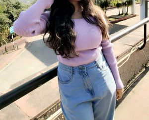 Lavender Long Sleeve Crop Top