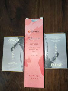 Asaya Matte Sunscreen and Zivame Body lotion