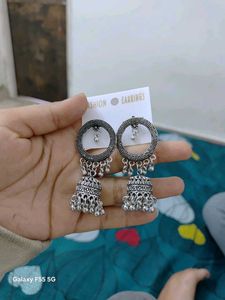 Silver Tone Jhumka Earrings
