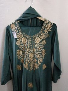 Wedding Winter Kurti Pant Dupatta Set