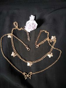 Brownz Butterfly Layered Necklace