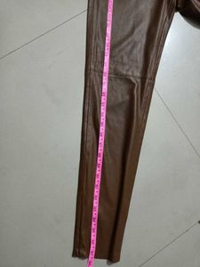 Brown Faux Leather Pants Zara Showroom Condition