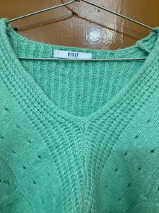 Korean V Neck Cropped Baggy Pullover