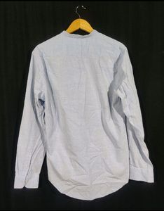 Zara Men Blue Mandarin Collar Shirt For Men