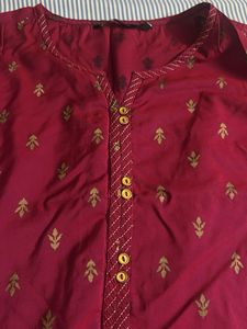 Maroon Printed Kurti