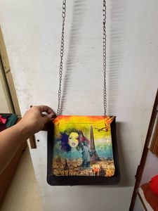 Cityscape Print Chain Bag