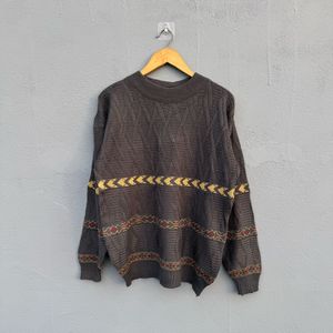 Vintage Patterned Knit Sweater