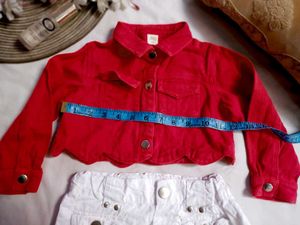 V, Beautiful Baby Girl Dress Red Jacket Nd, Skirt