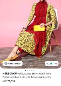Yellow Kurti With Red Dupatta