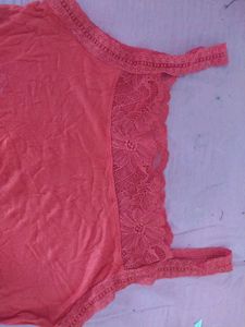 Red Lace Trim Tank Top