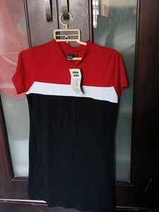 Color Block T-Shirt Dress - L Size