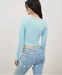 Cute Light Blue Crop Top