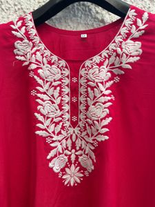 Hot Pink Embroidered Kurti