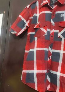 Red🔴 &amp; Navy Blue Printed Shirt For 38 Chest