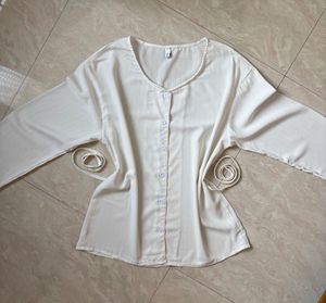White Button Tie Top