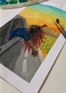 Road Trip In The Desert Watercolor Painting * 100 Rs For A5 Size *