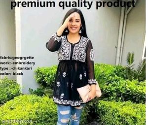Black Georgette Short Kurti