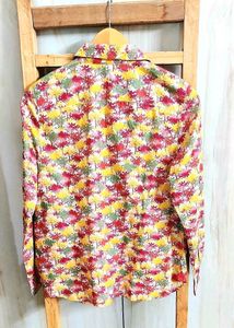 Light Yellow Printed Cotton Shirt Size-36