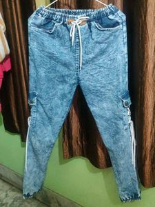 Acid Wash Denim Joggers