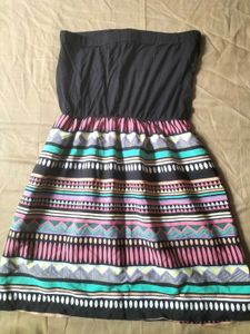 strapless tribal print dress