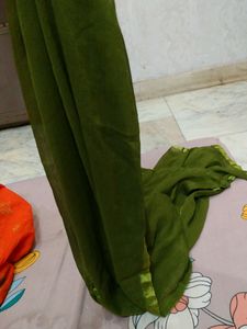 The Combo Of Three Dupattas Orange,Green And Skin Colour Dupatta