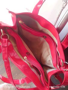 Red Patent Leather Tote Bag