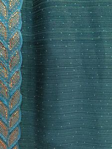 Beautiful Teal Blue Chiffon Georgette Saree with S