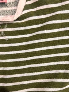 Striped Olive Green Cropped Sweatshirt