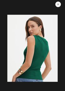 Newme Ruched Green Top With Tag