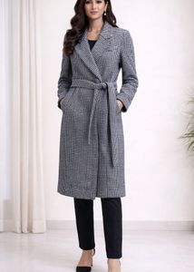 Chic Houndstooth Trench Coat