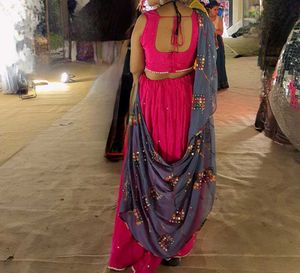 Pink Beads Work Lahnga Choli