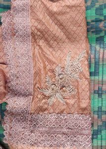 Elegant Peach Saree And Blouse