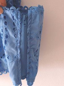 Blue Schffli Crop Top