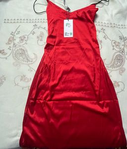 Red Satin Newme Dress
