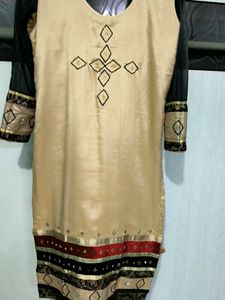 Black and cream colour party wear beautiful dress