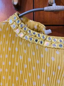 Yellow Polka Dot Pleated Dress