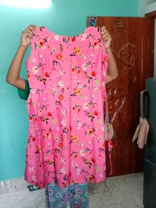 Pink Flower Print Dress For All Seasons