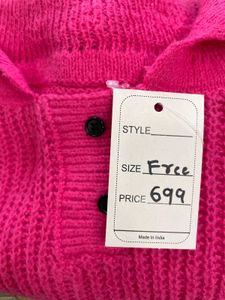 Hot Pink Knit Crosia Top