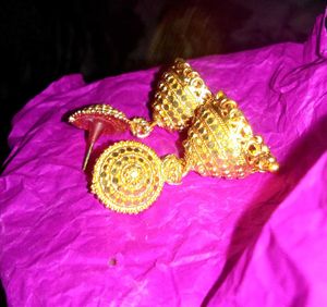 Gold Jhumka Earrings